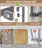 Broom Holder Over The Door with Hooks -304 Stainless Steel (Space grey) - Image 4