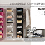Hanging Closet Organizer and Storage with Bamboo Support, 6-Shelf Closet Hanging Storage Shelves, Closet Organizers Easy Mount Foldable for Bedroom(Black) - Image 6