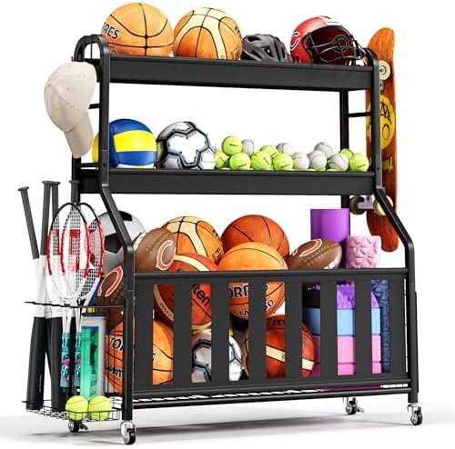 Sports Equipment Organizer, Large Capacity Garage Ball Storage Rack by Unknown