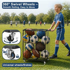 Garage Ball Storage Rack with Wheels, Metal Sports Ball Holder - Image 3