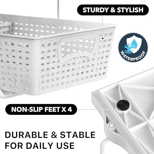 Simple Houseware 2 Tier Pull-Out Sliding Drawer Under Sink Storage, White - Image 5