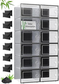 Kuject X-Large Shoe Storage Boxes with Activated Charcoal Packs for Closet by Kuject
