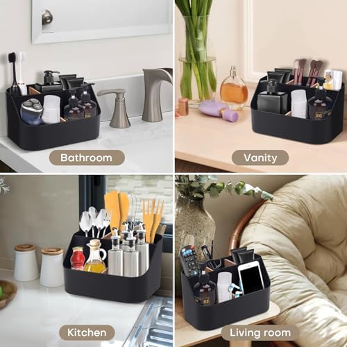 Ayswupt Electric Toothbrush Holders for Bathrooms,Black Tooth Brushing Holder,Toothpaste Organizer with Dividers,Bathroom Countertop Accessories Storage,Toothbrush Stand for Vanity Office Sink - Image 5