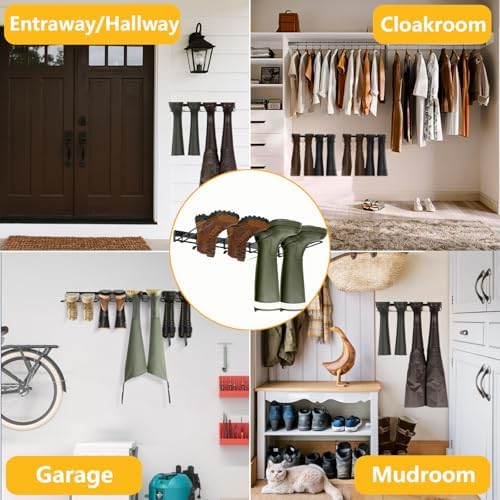 Boot Rack 4 Pair Wader Hangers Wall Mounted - Boot Holder Hanger for Entryway Garage Mudroom Closet - Sturdy Metal Boots Storage Organizer Tall Boots - Image 7
