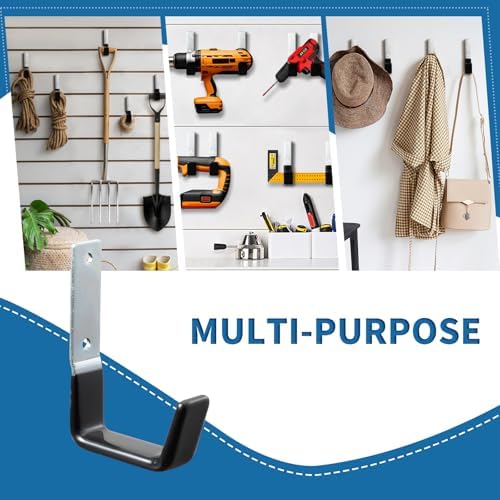 GeeWatom Heavy Duty Steel Garage Hooks,Garage Storage Utility Hooks,Anti-Slip Garage Hooks,Garage Garden Tool Organizer,Steel Wall Mount Hooks, Garden Hose Hanger, Garden J Hooks (Small-2PC) - Image 6