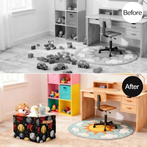 Baseball Storage Basket Toy Storage Bins Collapsible Cube Organizer - Image 4
