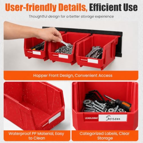 14pc Wall-Mounted Storage Organizer Mixed V1 V2 Combo Red - Image 6
