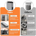 155L 2 Section Laundry Hamper with Lid, Laundry Basket, Gray - Image 5