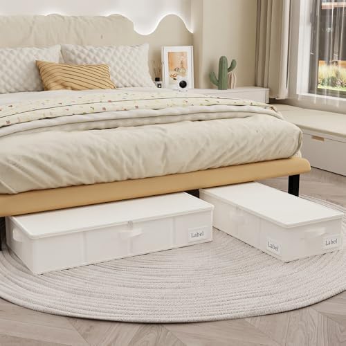 Yawinhe 27L UnderBed Storage Containers,2 Pack Closet Organizers,Beige - Image 3