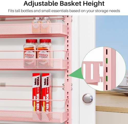 SNTD 8 Tiers Over the Door Organizer, 17" W x 6" D x 69" H, Pink - Image 4
