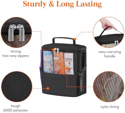 Lifewit Shower Bag Mesh Shower Caddy Portable College Dorm Room Essentials Tote Bag for Bathroom, Gym, Travel, Camping Quick Dry Hanging Shower Organizer Basket Toiletry Bag, Medium, Black - Image 6