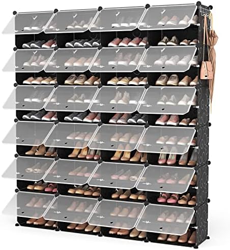 ROJASOP Shoe Storage Cabinet, 12-Tier Shoe Organizer 96 Pairs Extra Large Plastic Shoe Rack with Covers Portable Shoe Rack Organizer with Doors Big Shoe Rack for Closet Entryway Bedroom by ROJASOP