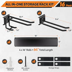 Nacial Heavy Duty Garden Tool Organizer Metal Wall Mount, 64 inches - Image 2