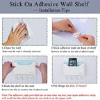 Bedside Shelf Organizer,Stick On Adhesive Wall Mounted Floating Shelf Entryway Mail/Keys Holder for Phone,Glasses,Remote Control - Good for Home,Dorm,Bedroom,Office (Horizontal Type/White) - Image 3