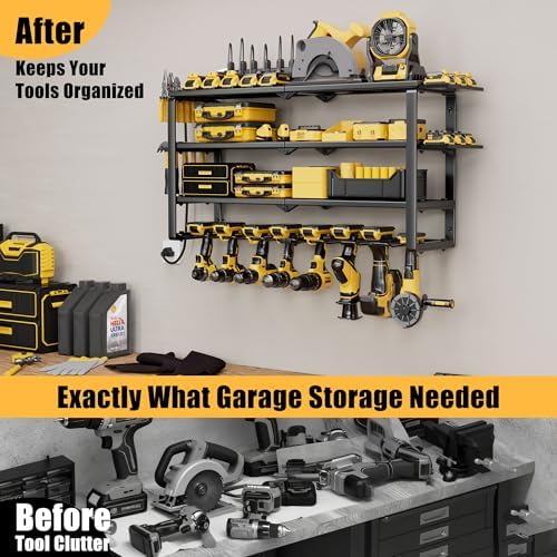 Spampur 420LB Capacity Power Tool Organizer with Charging Station & 6 Outlets | Quick Assembly 4-Layer Heavy Duty Rack for Drills & Batteries | Ultimate Garage Storage & Christmas Gift for Men - Image 5