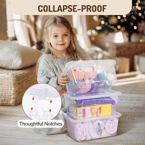GAMENOTE 6 Quart Storage Bins with Lids, Plastic Latching Box for Classroom & Kids Toy Storage,Stackable Shoe Box Size Containers for STEM Morning Tubs, Crafts & Building Blocks (12, Clear) - Image 3