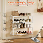 Homeiju Hanging Shoe Organizer,2 Pack Wall Mounted Shoe Rack Holds 12 Pairs,Space Saving Metal Wall Shoe Rack,Hanging Shoe Rack Shoe Holder for Small Space,Entryway,Closet,RV,Camper (White - Image 6