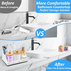 Bathroom Counter Organizer, White Marble Toothbrush Holders for Bathrooms with 2PCS Qtip Holder, Bathroom Organizer Countertop Toothbrush and Toothpaste Holder for Makeup Organizer for Vanity - Image 2