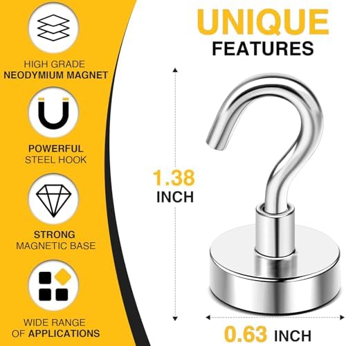 DIYMAG Magnetic Hooks 60pcs 30lbs Cruise Essentials 2026 Magnet Hook (Pack of 2) - Image 3