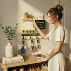 Key Holder Wall Mount with Shelf, Key Hooks for Wall, Ivory Yellow - Image 5