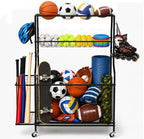 DuraMax Sports Storage Rack for Garage with Wheels, Ball Storage Rack and Sports Equipment Storage Rack, Garage Sports Organizer with Mesh Bin, Basket, Hooks and Bat Rack by DuraMax