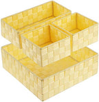 Posprica Woven Storage Baskets for Organizing, Small Black Baskets Cube Bin Container Tote Organizer Divider for Drawer, Closet, Shelf, Dresser, Set of 4(Yellow) by Posprica