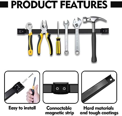 5 Pack Magnetic Tool Holder, Magnetic Strips Tool Magnet Bar PVC Coated for Garage Tool Organizer 18 In - Image 4