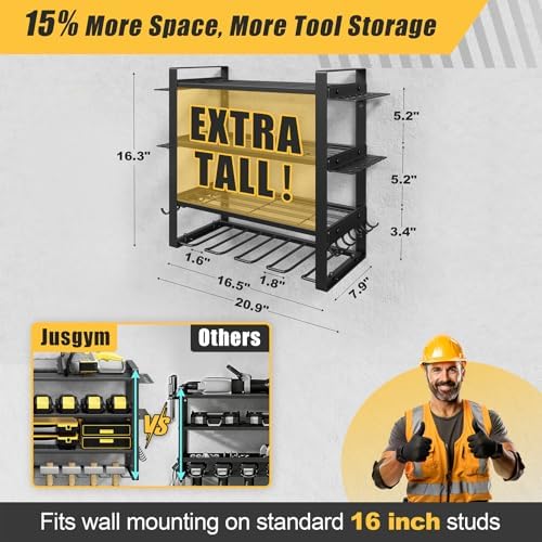 4-Tier Power Tool Organizer Wall Mount, 200LBS Capacity, 4 Drill Holders - Image 2