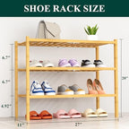 Smiry Bamboo Shoe Rack, 14 Vertical Slats, 3 Tier - 26.8" Wide, Natural - Image 2