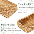 Hipiwe Key Basket for Entryway Table Small Natural Rattan Serving Tray - Image 6