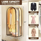 Garment Bags for Hanging Clothes 40” Long,Ultra Clear Suit Bags for Closet Storage, Moving Organization, Travel Covers with 10" Gussets for Coat, Dress, Shirt and Sweater - 3 PCS - Image 2