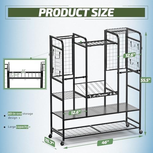 PLKOW Tennis Bag Organizer Tennis Racket Storage Rack, Tennis Equipment Holder for Bags, Balls, Racquet & Accessories, Versatile Gear Organizer for Garage, Club, or School - Image 5