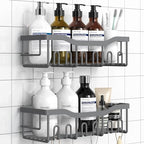 EUDELE Shower Caddy 2 Pack, Adhesive Shower Organizer for Home Decor & Kitchen Storage, No Drilling, Rustproof Stainless Steel Bathroom Shelf Organizer by EUDELE