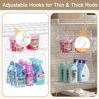 Sonyabecca 5-Tier Hanging Laundry Basket Organizer: Foldable Wire Shelf Basket with 4 Large Hooks 1.65" & 360°Rotating Hooks – Space-Saving Laundry Room Organization for Wardrobe Closet, White Patent - Image 2