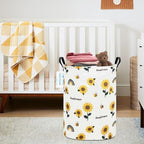 Round Laundry Basket Collapsible Storage Hamper Organizer Sunflower - Image 5