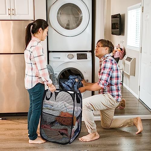 Collapsible Pop Up Laundry Hamper, Extra Large Mesh Foldable Laundry Basket Bag, 28" x 16" x 16", 2 Pack (Black) - Image 6