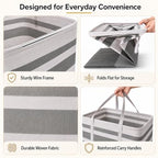 BOOMIBOO 2 Pack Large Laundry Basket,Waterproof Freestanding Laundry Hamper,Collapsible Clothes Basket with Easy Carry Handles in Laundry Room Bathroom Bedroom Dorm,Gradient Grey,100L - Image 5