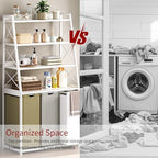 Herture Laundry Basket, 3 Section Laundry Hamper with 4 Tiers Shelf, Pull-Out and Removable Laundry Bags, Large 3 x 15.87 Gallons, 3 Color Bags for Laundry Room Bathroom White PF05XLE - Image 6