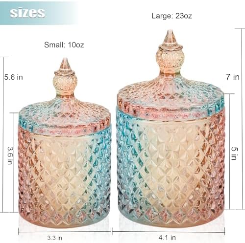 2 Pack Qtip Holder Apothecary Jars with Lid, Small and Large Rainbow - Image 3