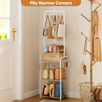 Tall Purse Organizer for Closet with Wood Shelves, Metal Floor-Standing Purse Rack Stand, Narrow High-Capacity Purse Storage and Bag Organizer for Bedroom, Entryway and Small Space - Image 4