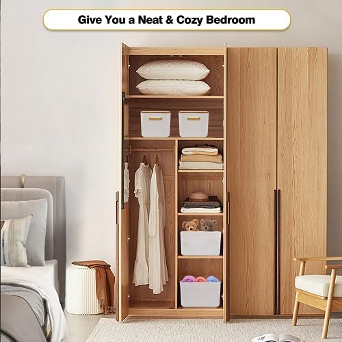Ohmlove 4 Pack Storage Bins with Bamboo Lids,Stackable Box for Organization - Image 5