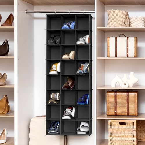 Simple Houseware 24 Section Shelves Hanging Shoes Organizer, Black - Image 2