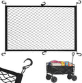 Elastic Mesh Cargo Net for Folding Wagon, Heavy Duty Stretch Storage Cover with 6 Hooks for Beach Cart, Garden Utility Trolley Accessories, 35.5 x 23.6 Inch Black by Kaskawiselife