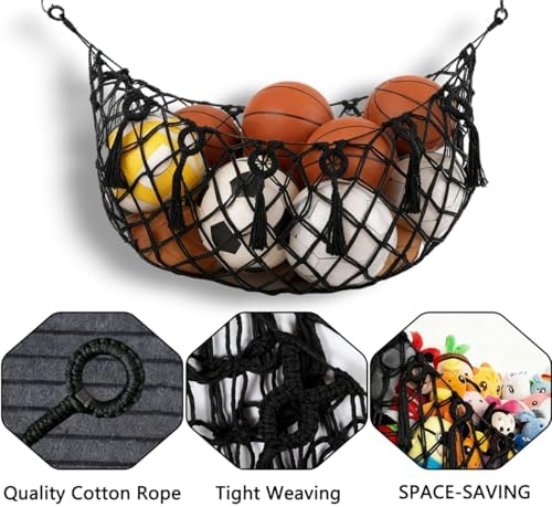 Sports Ball Storage Net，Sport Equipment Storage Hanging Hammock，Organizer Net for Basketball,Volleyball,Football - Image 5