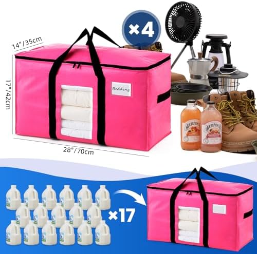 TAILI 4 Pack Pink Extra Large Moving Bags,Storage Bags with Visible Window - Image 6