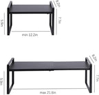 Expandable Cabinet Shelf Organizer Riser for Kitchen Pantry Cupboard Under Sink Countertop (black, 8.2’’D * 12.2-21.6’’W * 7.7’’H) - Image 2