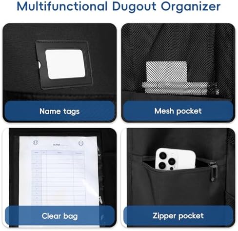 KAVIGOR Baseball/Softball Dugout Organizer - 15+ Helmet & Glove Storage Bag, Military-Grade 900D Fabric & 6 Reinforced Steel Hooks - Image 4