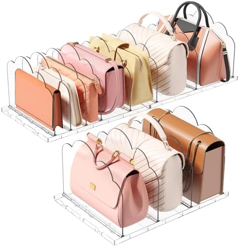 Lifewit Purse Organizer for Closet, Adjustable Clear Handbag Shelf Dividers by Lifewit
