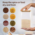 D2scrma 149oz Airtight Glass Square Storage Canister with Bamboo Lid Set of 2(4400ml*2) Large Gallon Glass Jars for Sugar, Flour, Cookies and Coffee beans (‎with Black Lable) - Image 3