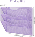 EasyPAG 3 Pocket Mesh Wall File Organizer, Hanging Paper Folder Holder with Classify Label, Vertical Wall Mount Mail Organizer for Office Home Classroom, Purple - Image 6